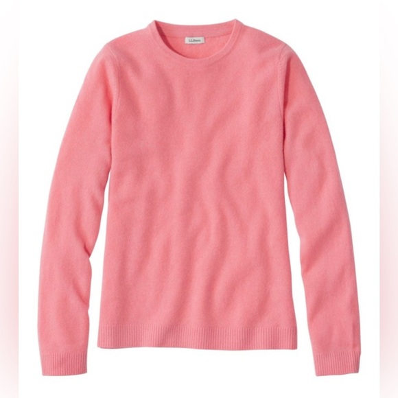 LL Bean Classic Cashmere Pink Sweater Size Large - Picture 1 of 10